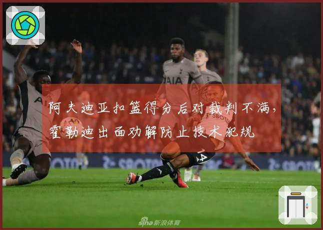 阿夫迪亚扣篮得分后对裁判不满，霍勒迪出面劝解防止技术犯规